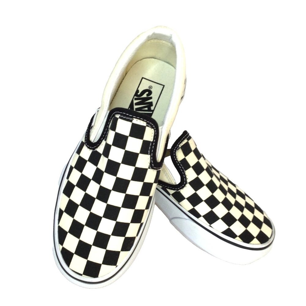 Vans Classic Black and White Checkerboard Slip-On Sneakers 🖤🤍 Wmn size 5